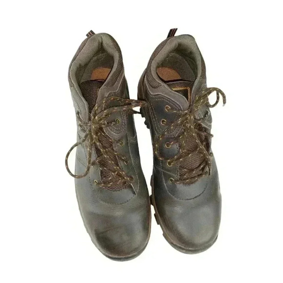 TIMBERLAND MT MADDSEN MID BROWN LEATHER WATERPROOF HIKING BOOTS SHOES BOYS  SZ 6 - Picture 2 of 8